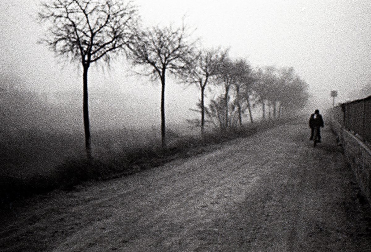 Cyclist in the fog